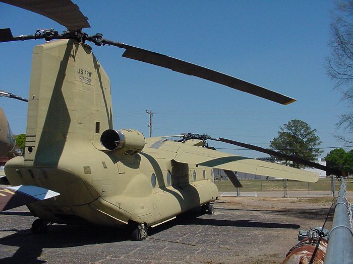 CH-47 Chinook 65-07992, a.k.a. the Boeing 347, at Fort Rucker, Alabama, 2 April 2004.